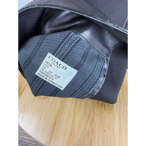 Coach Liza Tall Boots Women 7B Black Leather Stretch Buckle Knee High A8794 Good - Picture 8 of 8